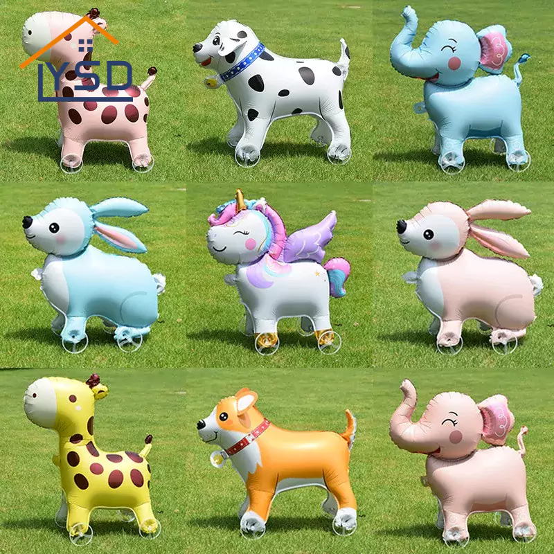 2025 New Walking Wheeled Animal 3D 호일 풍선 어린이 생일 풍선